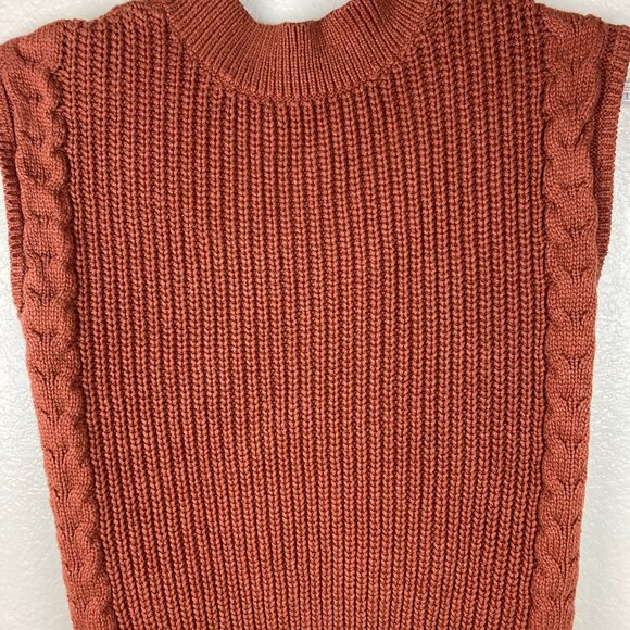 Coldwater Creek Men's Rust Chunky Cable Knit Pullover Textured Vest Sz L - Picture 7 of 12